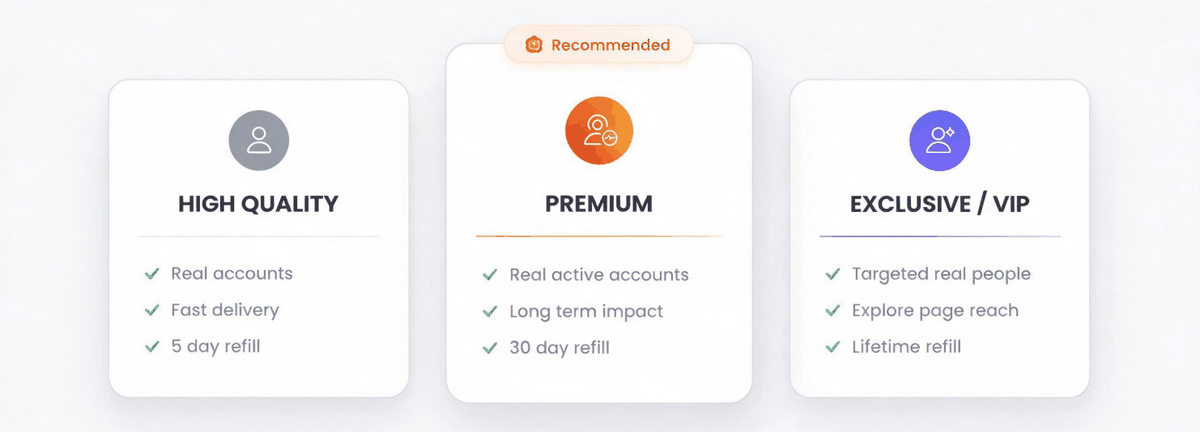 Compare High Quality, Premium and Exclusive VIP Instagram follower tiers